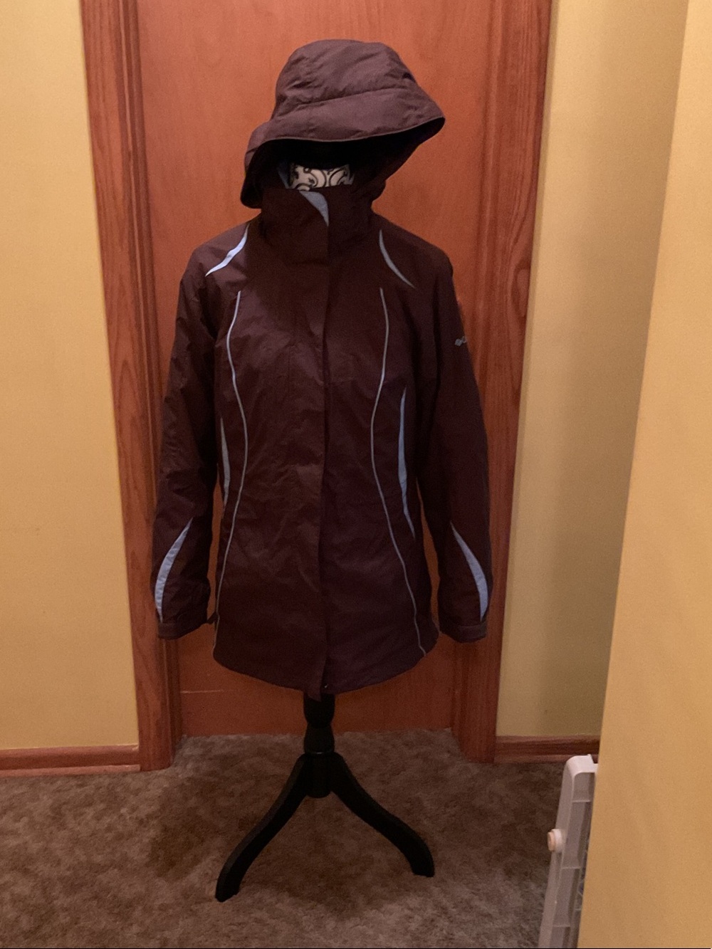 Columbia Women's Hooded Ski Jacket - Dark Purple with Light Blue Trim